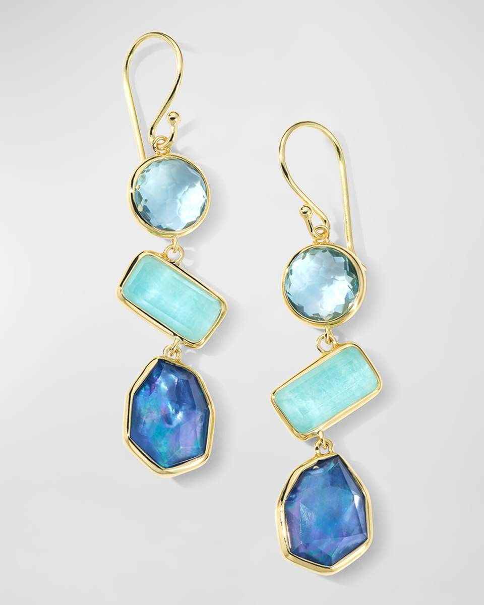 18K Rock Candy Large 3-Stone Drop Earrings in Waterfall